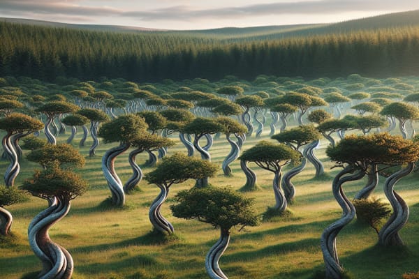 Ce champ d’arbres tordus en Bulgarie serait le résultat d’un phénomène inexpliqué Ce champ d’arbres tordus en Bulgarie serait le résultat d’un phénomène inexpliqué