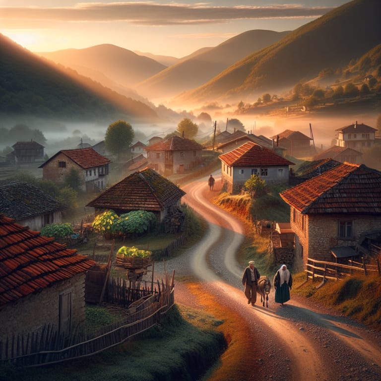 La route de la lumière : suivre les villages au lever du jour à travers les Balkans