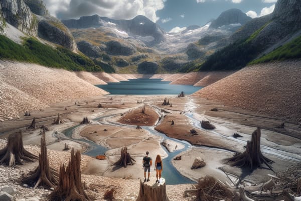 Ce lac de montagne en Albanie se vide entièrement tous les étés Ce lac de montagne en Albanie se vide entièrement tous les étés