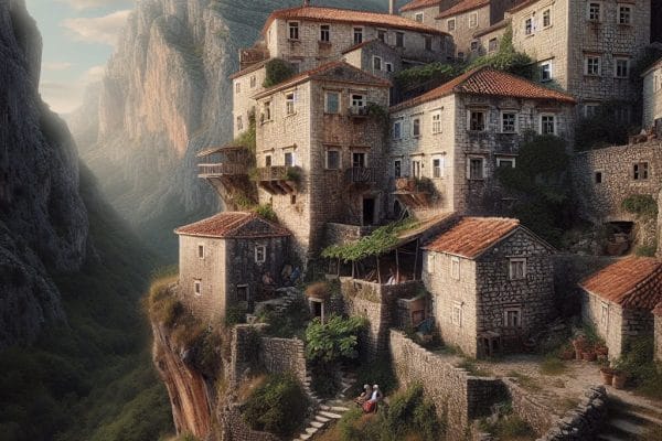 Ce vieux village monténégrin suspendu à flanc de falaise résiste au temps Ce vieux village monténégrin suspendu à flanc de falaise résiste au temps