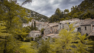 a group of buildings in a valley