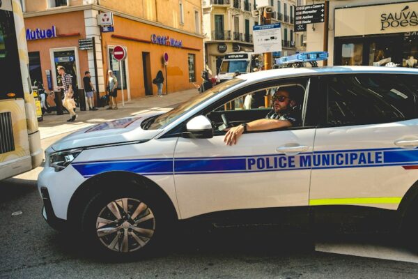 a police car parked on the side of the road